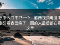 原来入口不只一个｜蘑菇视频电脑版别只看表面绕了一圈的人最后都在看这里