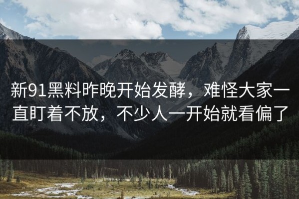 新91黑料昨晚开始发酵，难怪大家一直盯着不放，不少人一开始就看偏了