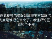 蘑菇视频电脑版到底哪里容易踩坑，到底是谁把它带火了，难怪评论区一直吵个不停