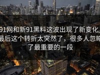 91网和新91黑料这波出现了新变化，最后这个转折太突然了，很多人忽略了最重要的一段