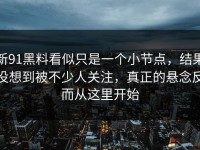 新91黑料看似只是一个小节点，结果没想到被不少人关注，真正的悬念反而从这里开始