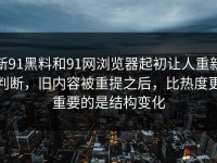 新91黑料和91网浏览器起初让人重新判断，旧内容被重提之后，比热度更重要的是结构变化