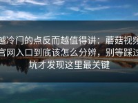 越冷门的点反而越值得讲：蘑菇视频官网入口到底该怎么分辨，别等踩过坑才发现这里最关键