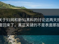 关于91网和新91黑料的讨论这两天热度回来了，真正关键的不是表面那层