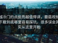 越冷门的点反而越值得讲，蘑菇视频下载到底哪里容易踩坑，很多误会其实从这里开始