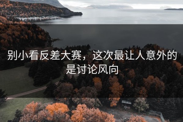 别小看反差大赛，这次最让人意外的是讨论风向