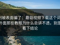 别被表面骗了：蘑菇视频下载这个词，外面那些教程为什么总讲不透，别急着下结论