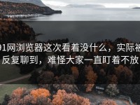 91网浏览器这次看着没什么，实际被反复聊到，难怪大家一直盯着不放