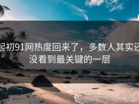 起初91网热度回来了，多数人其实还没看到最关键的一层