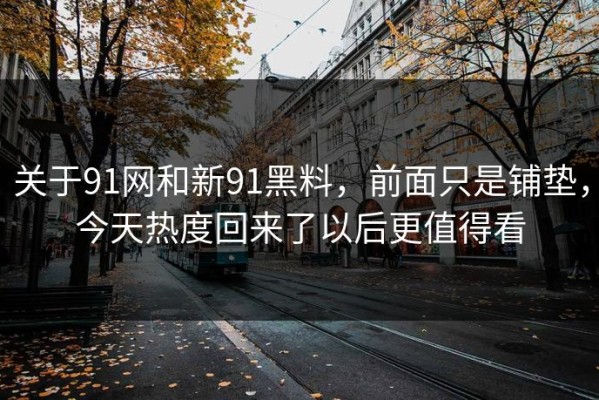 关于91网和新91黑料，前面只是铺垫，今天热度回来了以后更值得看