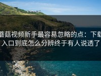 蘑菇视频新手最容易忽略的点：下载入口到底怎么分辨终于有人说透了