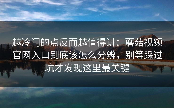 越冷门的点反而越值得讲：蘑菇视频官网入口到底该怎么分辨，别等踩过坑才发现这里最关键