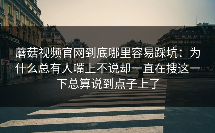蘑菇视频官网到底哪里容易踩坑：为什么总有人嘴上不说却一直在搜这一下总算说到点子上了