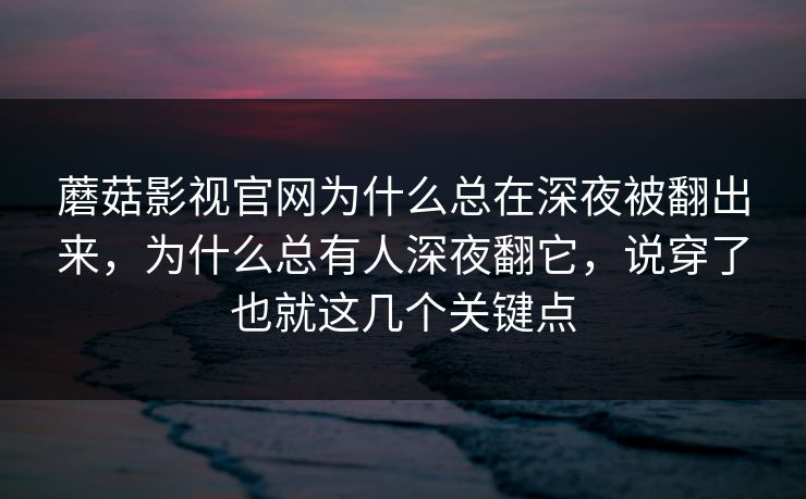 蘑菇影视官网为什么总在深夜被翻出来，为什么总有人深夜翻它，说穿了也就这几个关键点