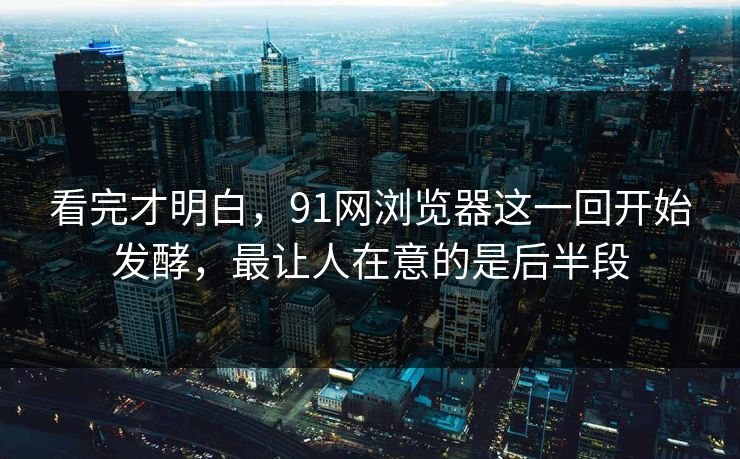看完才明白，91网浏览器这一回开始发酵，最让人在意的是后半段