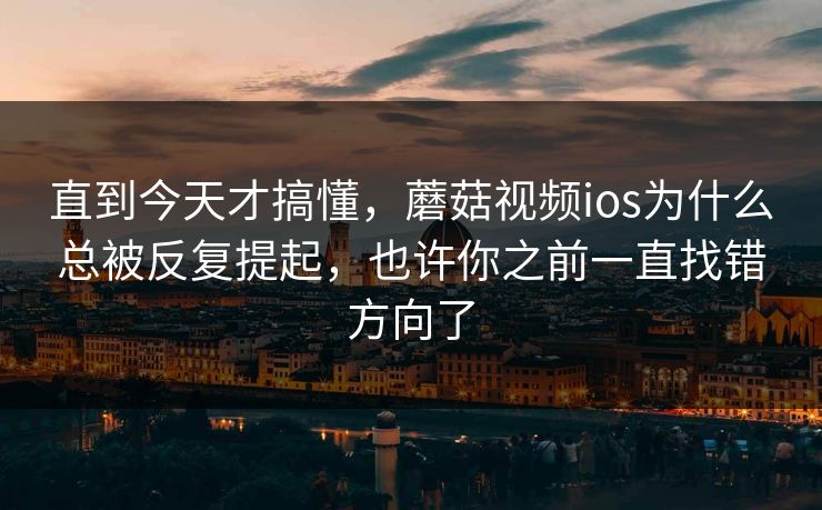 直到今天才搞懂，蘑菇视频ios为什么总被反复提起，也许你之前一直找错方向了