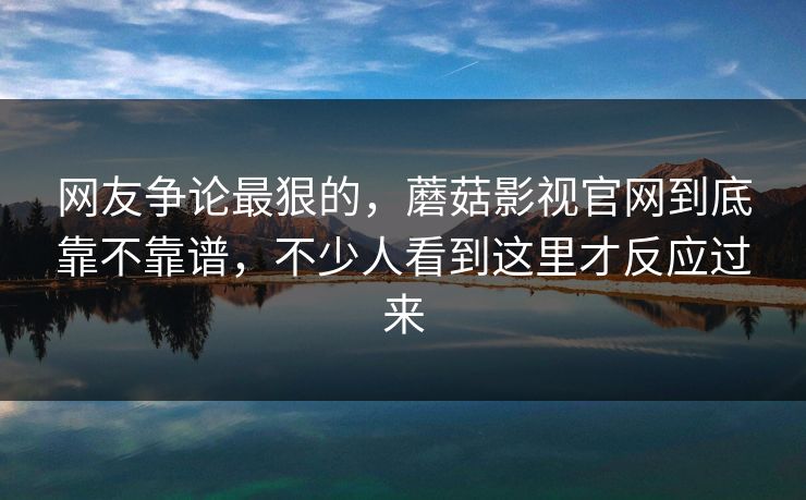 网友争论最狠的，蘑菇影视官网到底靠不靠谱，不少人看到这里才反应过来