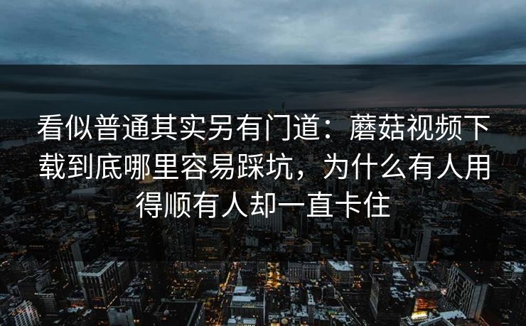 看似普通其实另有门道：蘑菇视频下载到底哪里容易踩坑，为什么有人用得顺有人却一直卡住