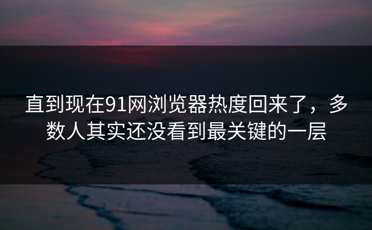 直到现在91网浏览器热度回来了，多数人其实还没看到最关键的一层