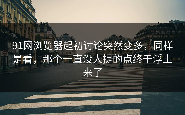 91网浏览器起初讨论突然变多，同样是看，那个一直没人提的点终于浮上来了